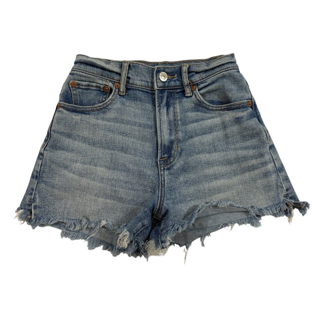 American Eagle Highest Rise 90's Boyfriend Short Denim Blue Jean Distressed 000